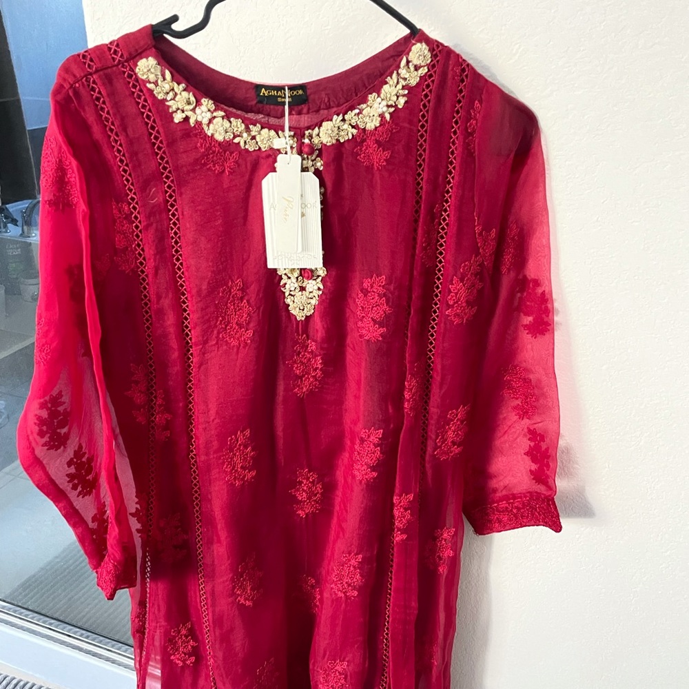 Agha Noor Red Kurti Small Size